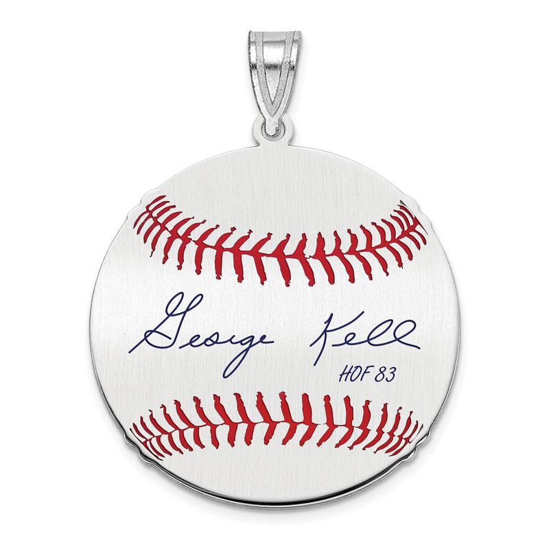 Sterling Silver George Kell Signature Md Enamel Baseball Pendant